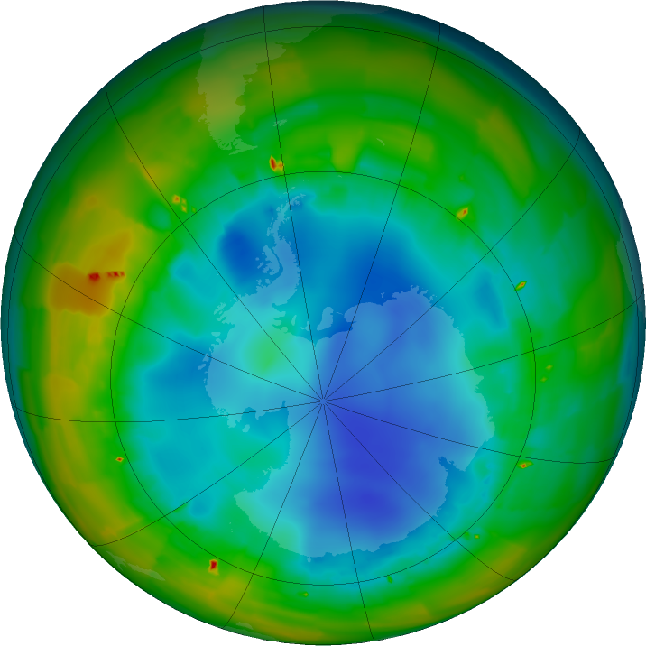 Antarctic ozone map for 05 August 2011